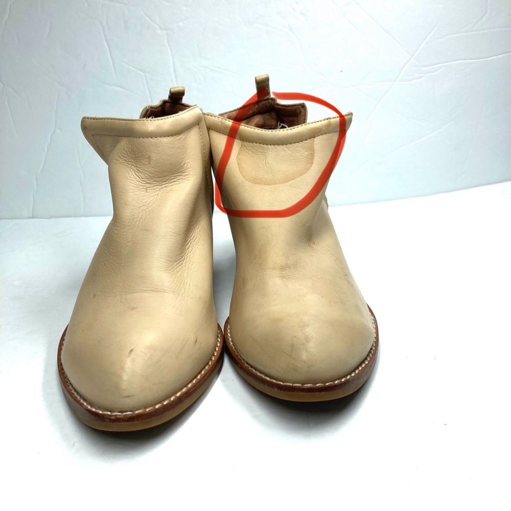 Jeffrey Campbell Womens Muskrat Cream Leather Ankle Booties 8 Cutout Pull Loop - Picture 10 of 16